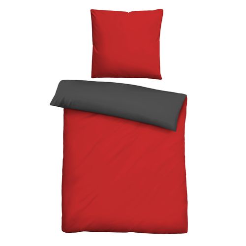Bettwäsche "0560500", rubin, B/L: 200cm x 200cm, 1 Stk., 2 Stk., Microfaser, B/L: 80cm x 80cm & 80cm x 80cm, 3, Microfaser, Obermaterial: 100% Polyester, CASTELL - MARKENBETTWÄSCHE, Bettwäsche, Bettwäsche, Microfaser-Satin,2 teilig, pflegeleichte Bettwäsche mit Reißverschluss