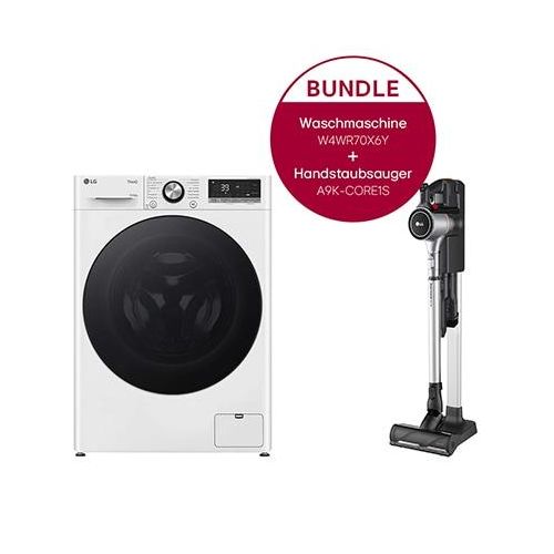 LG Waschtrockner (10 kg / 6 kg, 1.400 U./Min.) + Handstaubsauger Fantasy Silver mit 2 Akkus W4WR70X6Y.CORE1S