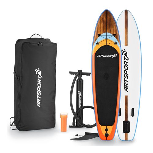 ArtSport Stand Up Paddle Board Beach Rocker – Aufblasbares SUP Board Set bis 150 kg - Weiß & Bunt