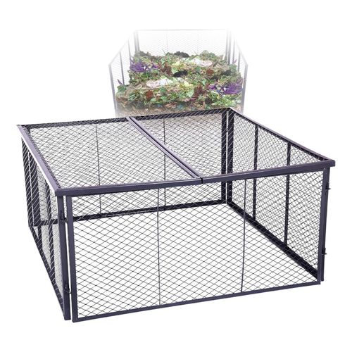 Novatool Garten-Komposter Metall 100x100x50 cm + Deckel oder Boden, mit erweiterbarem Stecksytem, pulverbeschichteter Metallkomposter mit 500 Liter Volumen, Draht Kompost Kompostkiste Rasenkomposter