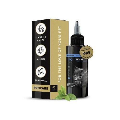 Peticare Anti-Parasiten Mittel für Katzen gegen Milben Flöhe Pilze 100 ml