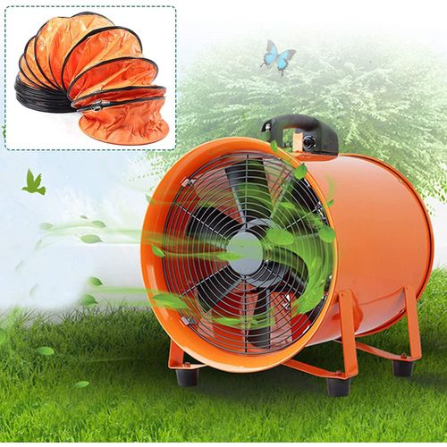 250mm Axialgebläse Bauventilator Baugebläse ventilator Gebläse Baulüfter + 10 m PVC-Kanal