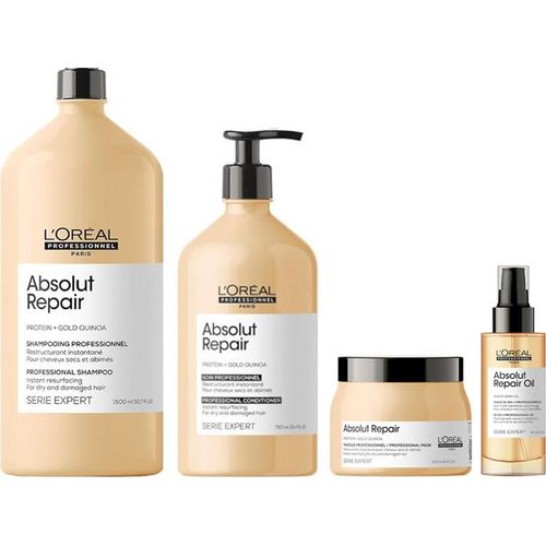 Loreal Absolut Repair Shampoo 1500ml NEW + Loreal Absolut Repair Conditioner 750ml NEW + Loreal Absolut Repair Mask 500ml NEW + Loreal Absolut Repair Oil 10In1 90ml NEW