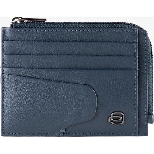 Akron Kreditkartenetui für Herren, blau, Taglia Unica, Akron Geldbörse für Münzen und Kreditkarten