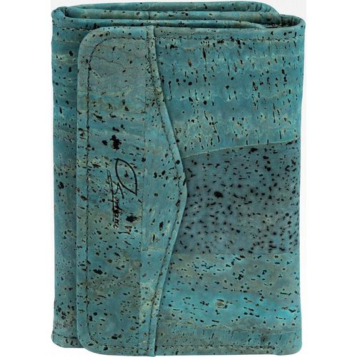 Damen Geldbörse aus Kork, Veganer Damengeldbeutel für 9+ Karten, RFID-Schutz, Schein- & Münzfach (Türkis)