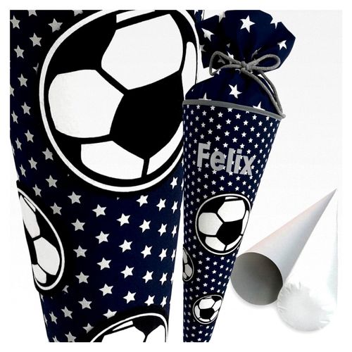 Fußball-Schultüte | 70 cm | Klassische Schultüte | Stoff, Einschulung, Schulanfang, Zuckertüte