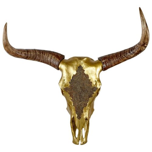 Ambia Home Dekostier, Gold, Kunststoff, Schädel, 20x71x71 cm, zum Hängen, Dekoration, Skulpturen & Dekoobjekte, Dekotiere