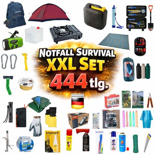 BLACKOUTPro Notfall Survival Kit 444 tlg XXL Blackout Ausstattung Set Prepper Notfallausrüstung | Notfallrucksack| Camping & Outdoor Emergency Set