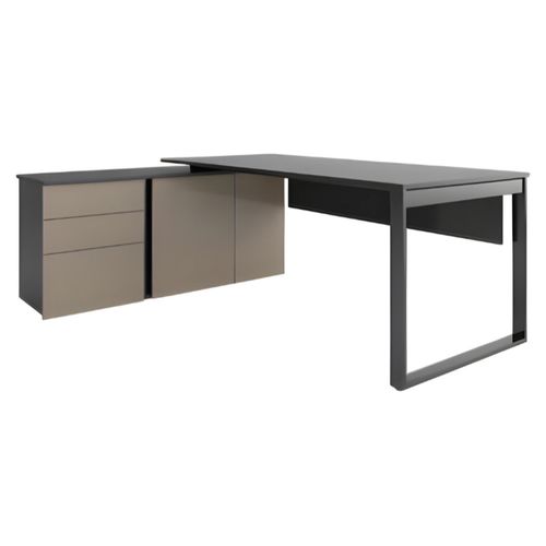 Stilvolle Ecke Büro Schreibtisch Holzmöbel Arbeitsumgebung Schubladen