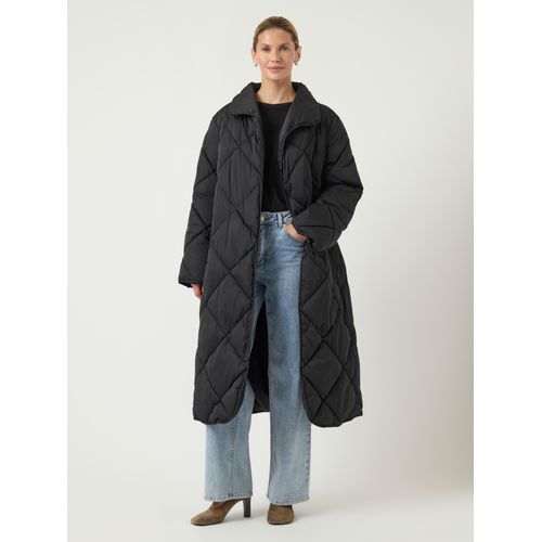 Steppmantel Y.A.S "YASSELURA LS LONG PADDED COAT S. NOOS", Damen, Gr. 42, schwarz, Steppware, Obermaterial: 100% Polyester, unifarben, regular fit ca. Mitte Wade, Mäntel Steppmantel