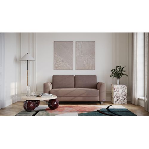 BRUNO Schlafsofa 140cm in Braun | stabiles Massivholz & Boxspringkomfort