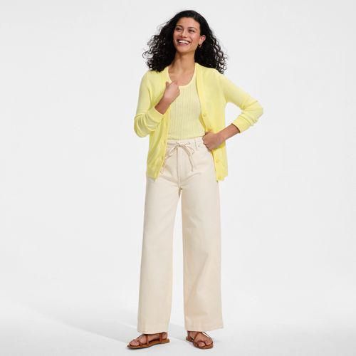 Soft Comfort weite Jeans im Leinenmix, Damen,  Weiß, by Lands' End