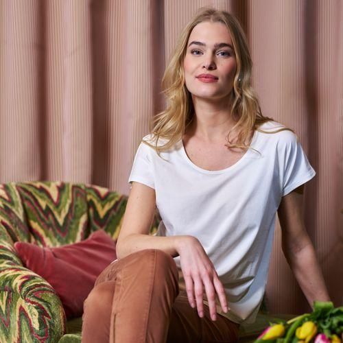 Shirt aus Baumwolle/Modal-Mix mit Ballett-Ausschnitt, Damen,  Weiß, Baumwolle Modal, by Lands' End