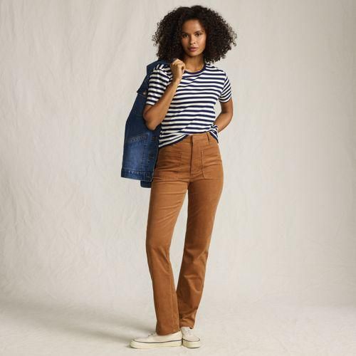 Rail Straight Feincordhose High Waist, Damen,  Braun, Elasthan/Baumwoll-Mischung, by Lands' End