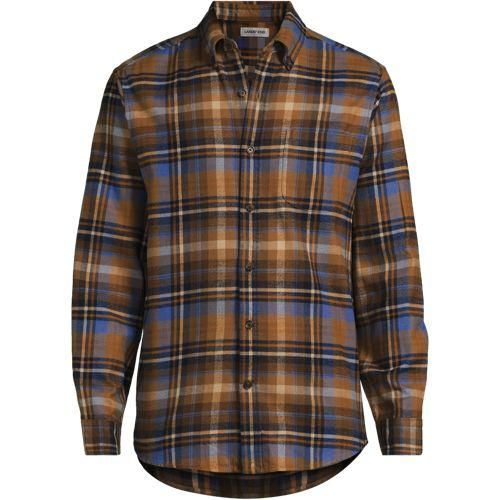 Flanellhemd Flagship, Classic Fit, Herren,  Blau, Baumwolle/Baumwoll-Mischung/Polyester-Mischung, by Lands' End