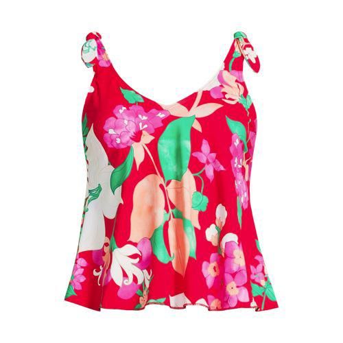 Tankini-Top mit geknoteten Trägern und Flattersaum, Damen,  Pink, Elasthan/Nylon-Mischung, by Lands' End