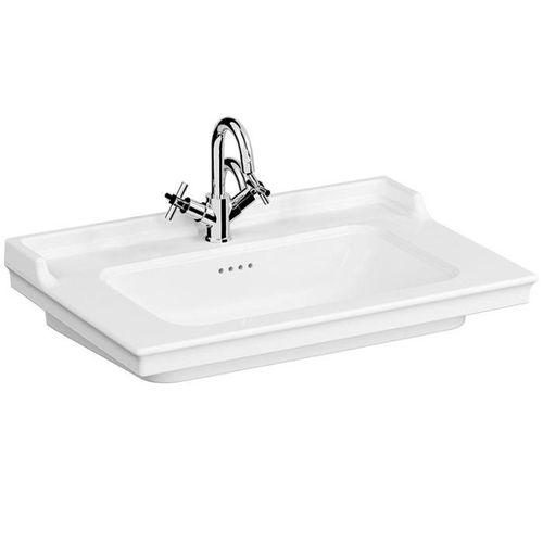 VitrA Valarte Möbelwaschtisch 7802B003-0001 weiß hochglanz, 79,5 x 53 x 21,5 cm, 1 Hahnloch mittig, mit 4 Überläufe mittig