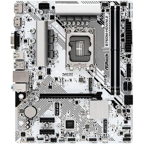 ASROCK Mainboard "B760M-HDV/M.2", weiß, B:20,1cm T:24,4cm, Mainboards