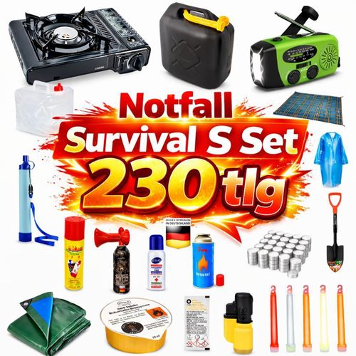 BLACKOUTPro Notfall Survival Kit ´230 tlg S Blackout Ausstattung Set Prepper Notfallausrüstung | Notfallrucksack| Camping & Outdoor Emergency Set