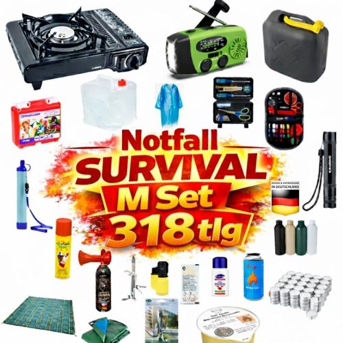 BLACKOUTPro Notfall Survival Kit 318 tlg M Blackout Ausstattung Set Prepper Notfallausrüstung | Notfallrucksack| Camping & Outdoor Emergency Set