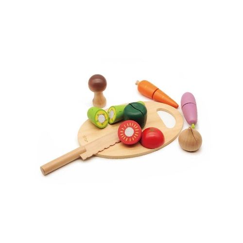 Classic World Wooden Cutting Vegetables with Knife and Cutting Board
