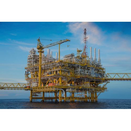 Fototapete PAPERMOON "BOHRPLATTFORM-OFFSHORE", bunt, B:4m L:2,6m, Vlies, Tapeten