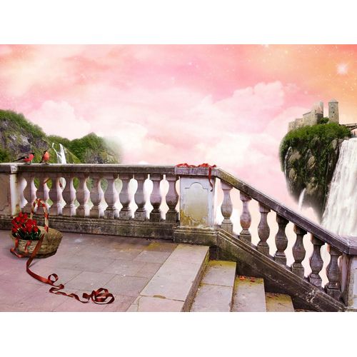 Fototapete PAPERMOON "Treppe in Fantasiewelt", bunt, B:5m L:2,8m, Vlies, Tapeten