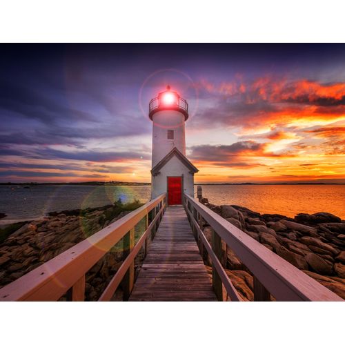 Fototapete PAPERMOON "Annisquam Lighhouse Sunset", bunt, B:3,5m L:2,6m, Vlies, Tapeten