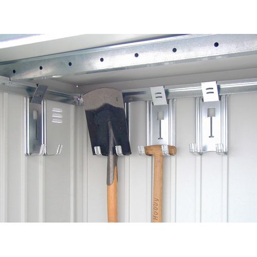 Wandhalterung BIOHORT "für Geräte passend zu Gerätehaus, Geräteschrank", silber, B:13cm H:30cm T:9,5cm, Stahl, Gerätehalterungen, 4-Stk.-Packung