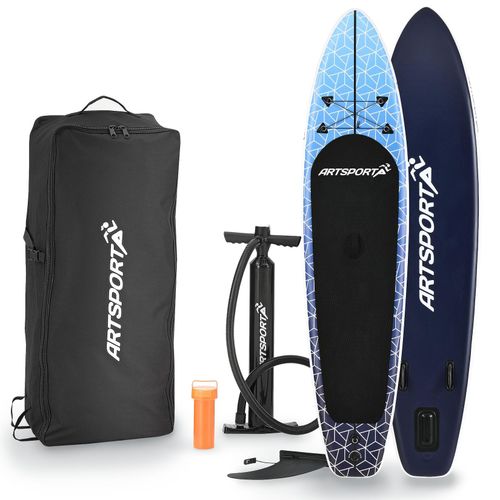 ArtSport Stand Up Paddle Board Deep Ocean – Aufblasbares SUP Board Set bis 150 kg - Blau-Weiß
