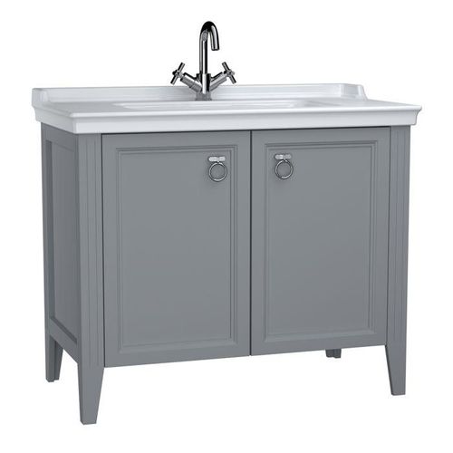 VitrA Valarte Waschtisch-Möbel-Set 62157 99,5 x 53 x 88 cm, 2 Türen, Korpus grau matt/Waschtisch weiß hochglanz