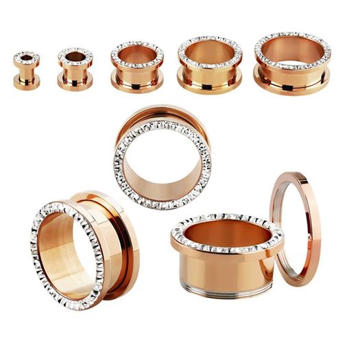 Dehnschnecke ADELIA´S "Piercing Ohrpiercing", Damen, Gr. 4, rosa (rosegold), Chirurgiestahl, Piercings, Flesh Tunnel PVD Rosè Gold beschichtet