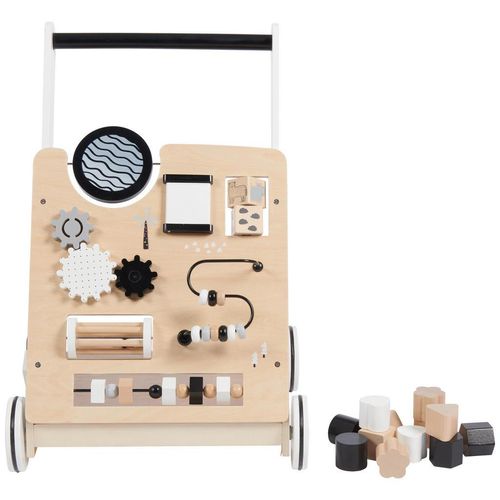 My Baby Lou Lauflernwagen , Grau, Naturfarben, Schwarz, Weiss , Holz, Holzwerkstoff , Birke , massiv, Sperrholz , 42.1x54.3x35.9 cm , EN 71 , Spieltisch ohne Musik , Spielzeug, Babyspielzeug, Lauflernwagen