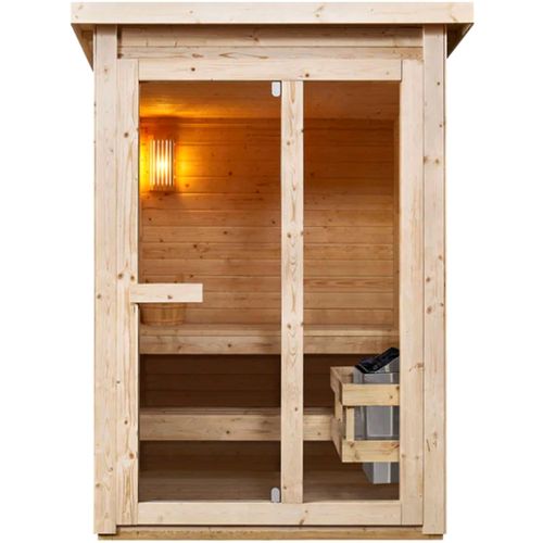 Saunahaus SANOTECHNIK "Außensauna HELSINKI", braun (holz), Saunaofen, 4,5 kW, Saunen, inkl. Saunaofen und -steine