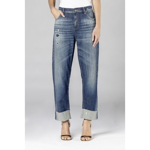 Straight-Jeans JOOP JEANS "Maike", Damen, Gr. 29, N-Gr, navy, Denim/Jeans, Obermaterial: 100% Baumwolle, straight fit lang, Jeans Straight-Jeans, im Destroyed-Look, in leichtem Sommer-Denimstoff