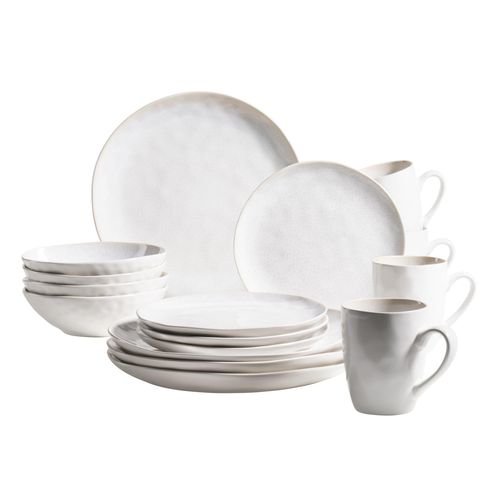 Kombiservice MÄSER "Frozen", weiß, 16, Geschirr-Sets, Kombiservice