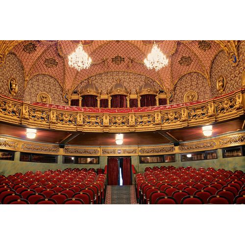 Fototapete PAPERMOON "ARCHITEKTUR-THEATER ALT LUXUS BAROCK KUNST BALKON HALLE", bunt, B:3,5m L:2,6m, Vlies, Tapeten