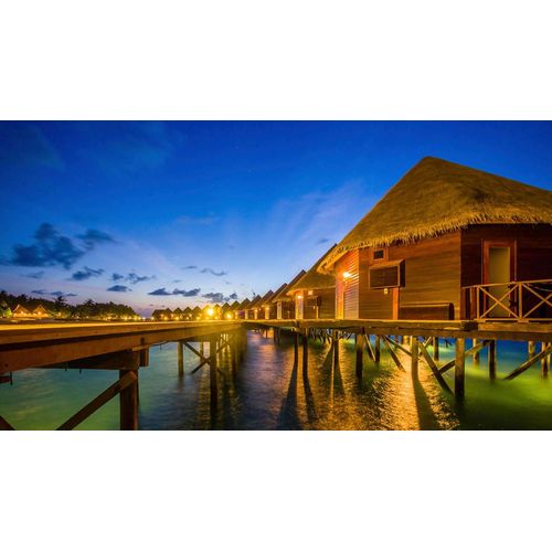 Fototapete PAPERMOON "Maledive Bungalows", bunt, B:3,5m L:2,6m, Vlies, Tapeten