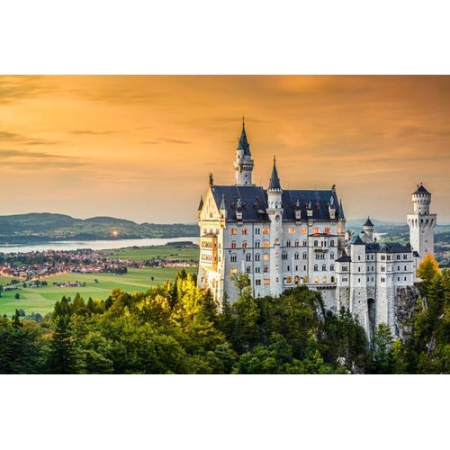 Fototapete PAPERMOON "Neuschwanstein Castle", bunt, B:3,5m L:2,6m, Vlies, Tapeten