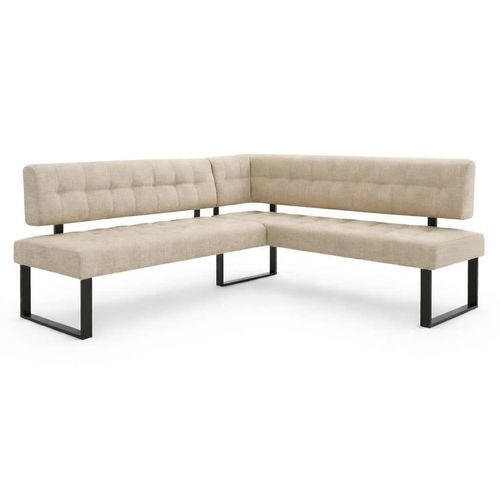 Eckbank HOME AFFAIRE "Mia Küchenbank, Polsterbank, Esszimmerbank, 207x167 cm", beige, schwarz, B:207cm H:61cm T:167cm, Massivholz, Metall, Polyester, Sitzbänke, Eckbank, Moderne Bank und Farben, Sitzplatzanzahl: 5, Frei in Raum stellbar