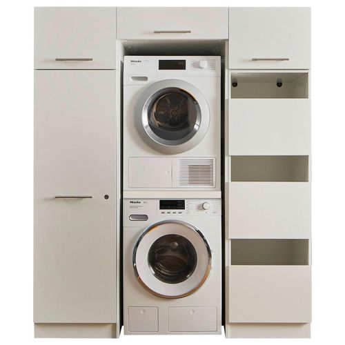 Hauswirtschaftsraum Laundreezy, Weiß, Holzwerkstoff, 167.5x200x67.5 cm, Waschküche, Hauswirtschaftsraum