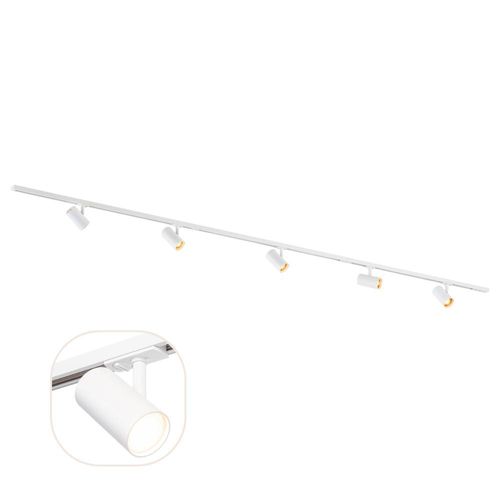 Qub 1-Phasen-Schienensystem – GU10 – 300 cm – I-Form – 5 Viror Mesh Spots – Schienensystem – Weiß