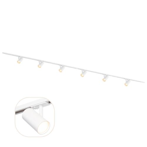 Qub 1-Phasen-Schienensystem – GU10 – 400 cm – I-Form – 6 Viror Mesh Spots – Schienensystem – Weiß
