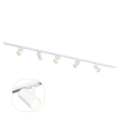 Qub 1-Phasen-Schienensystem – GU10 – 200 cm – I-Form – 5 Viror Mesh Spots – Schienensystem – Weiß