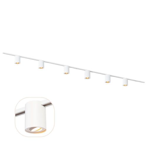 Qub 1-Phasen-Schienensystem – GU10 – 400 cm – I-Form – 6 Viror Orbit Spots – Schienensystem – Weiß