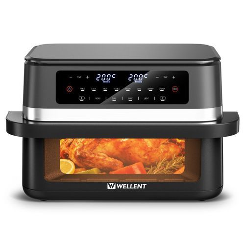 XXL Heißluftfritteuse 12L Airfryer mit flexibler Kammer,Sync‑Finish&8 Programmen,perfekt für Familien, WG‑Bewohner, Feiern & Meal‑Prep