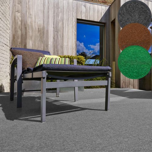 Kunstrasen ANDIAMO "Edinburgh, Gesamthöhe 4 mm, Made in Netherlands", grau, B:400cm L:300cm, Nadelfilz, Polyester, Teppiche, Kunstrasen, aus Nadelfilz, mit Drainagenoppen, für Balkon, Terasse, Wintergarten