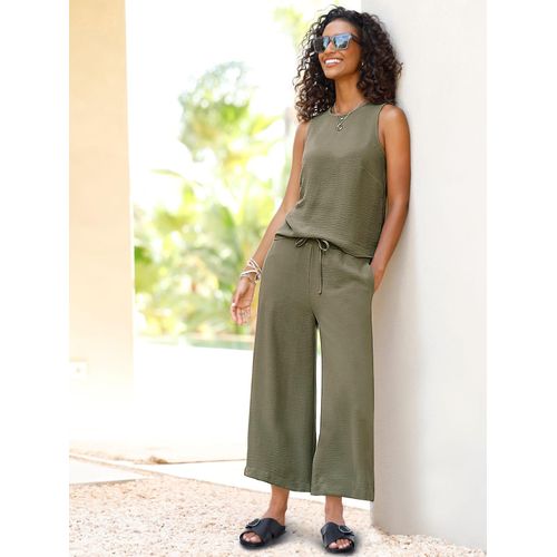 Hosenanzug HEINE, Damen, Gr. 50, Normalgrößen, khaki, 100% Polyester, Anzüge Hosenanzug