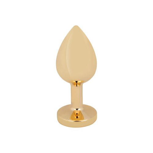 Edelstahl-Dildo mit Kristall, gold, 7,5 cm