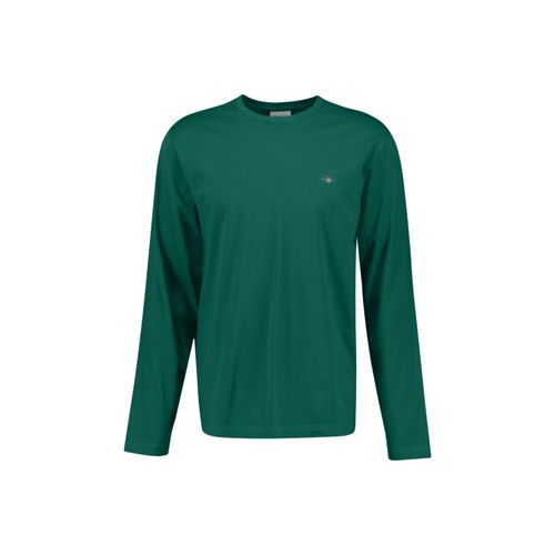 Longsleeve GANT "Longsleeve REGULAR SHIELD LONG SLEEVE 1er Pack", Damen, Gr. XL, grün (grün (deep forest)), Obermaterial: 100% Baumwolle CO., Shirts Longsleeve